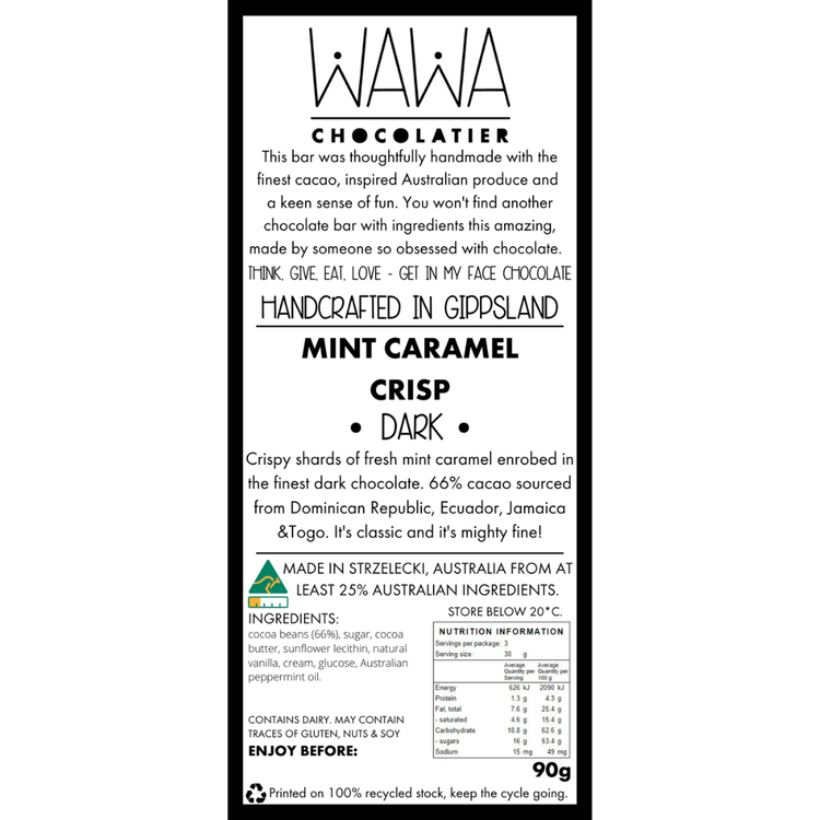 WAWA Chocolatier - Mint Caramel Crisp (Dark)